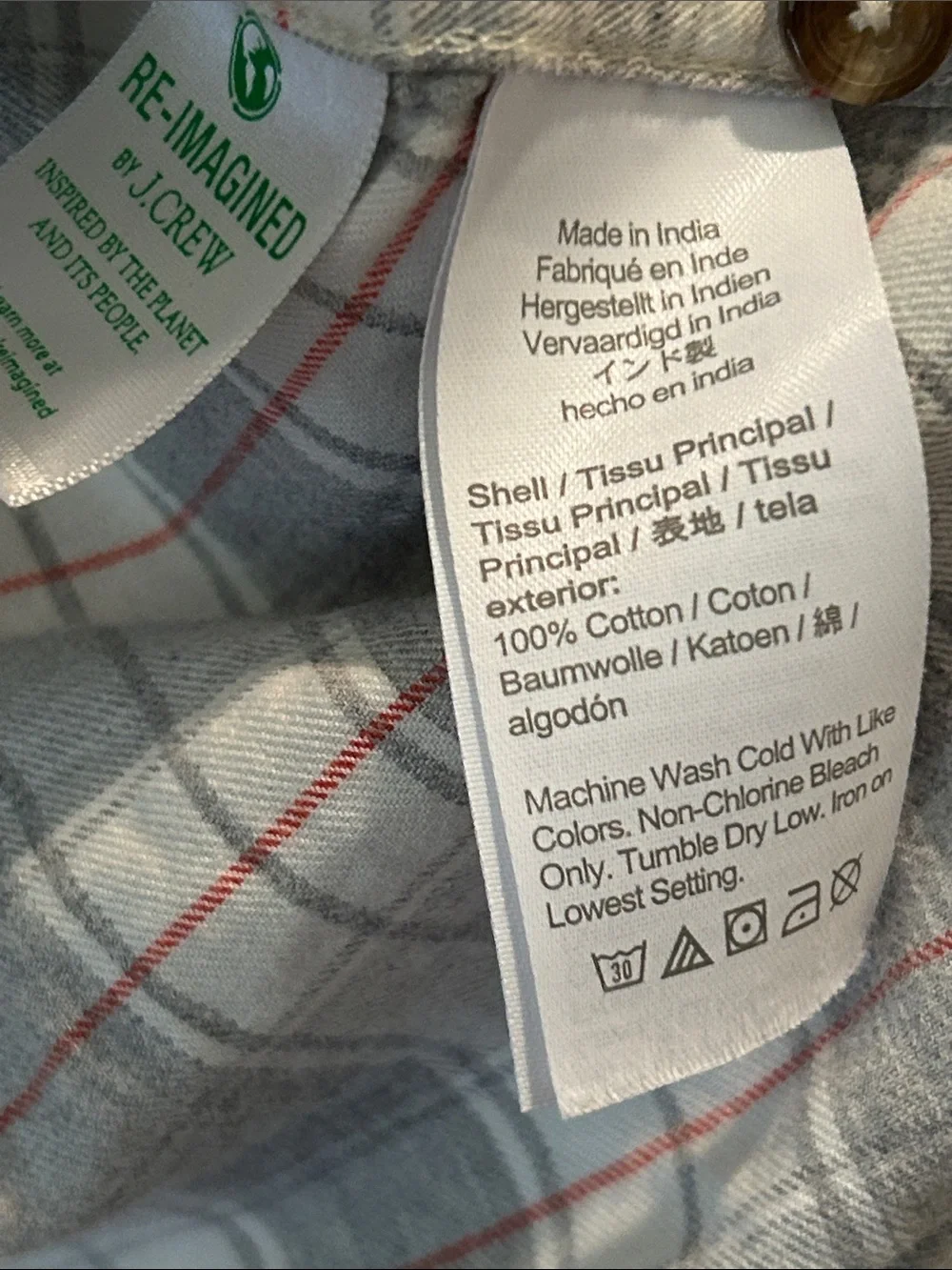 J. Crew Soft Brushed Twill Men's Gray Plaid Button-Down Slim Shirt Long Sleeve M